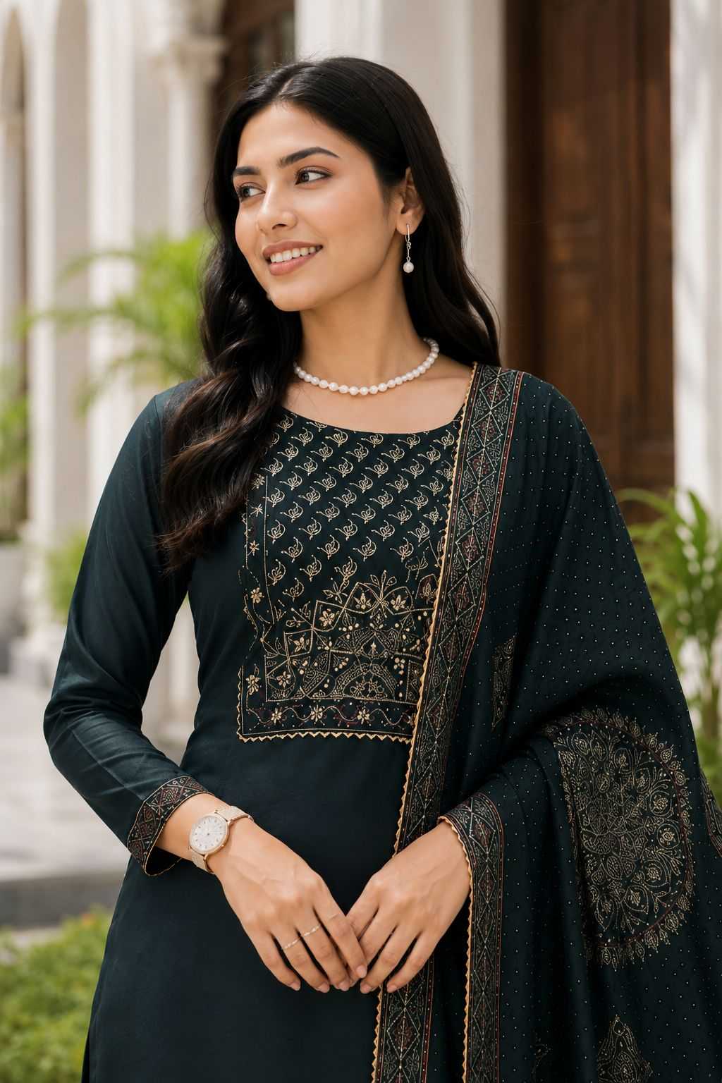 Chanderi Soft Designer Kurti in Black