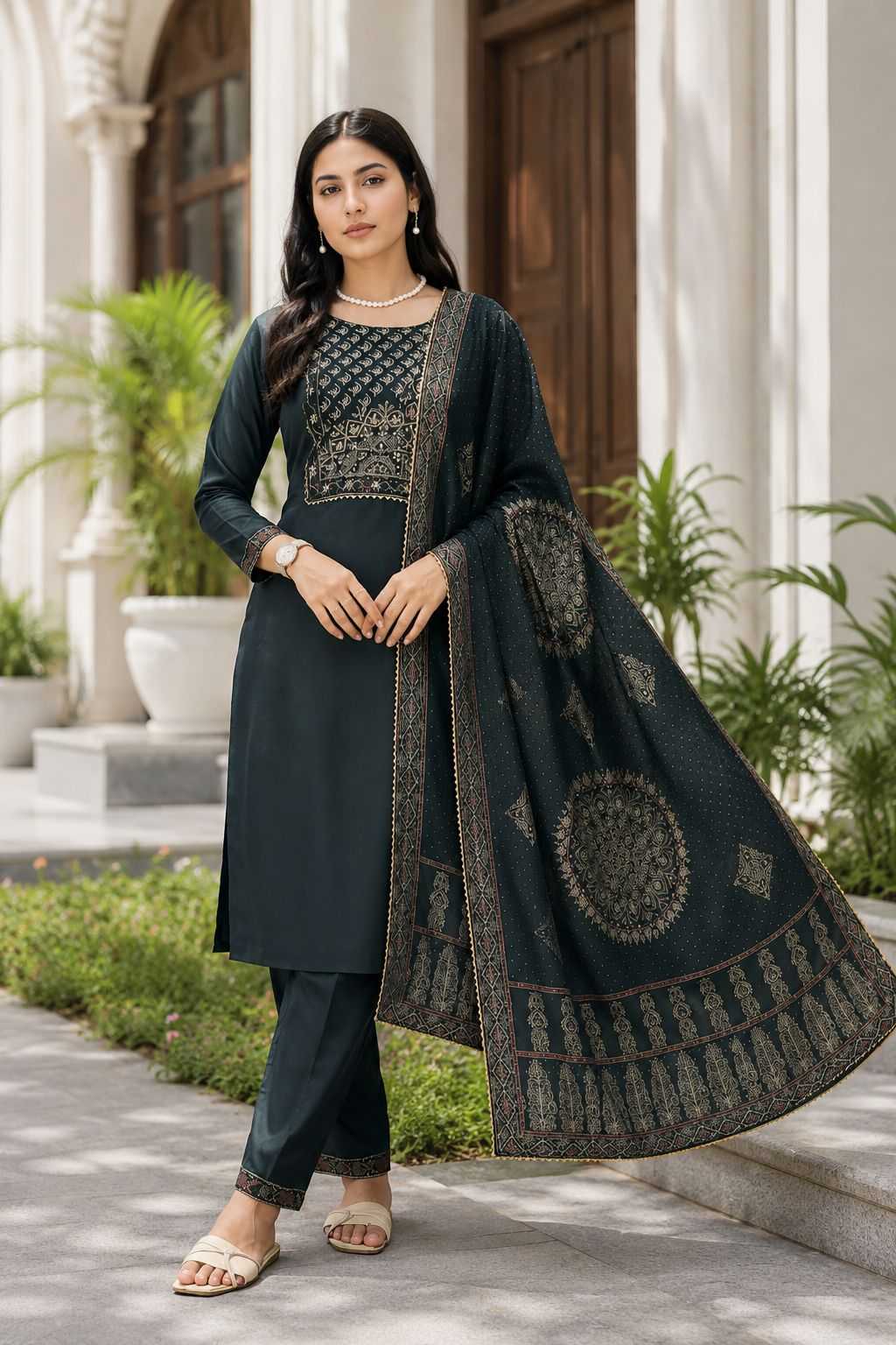 Chanderi Soft Designer Kurti in Black