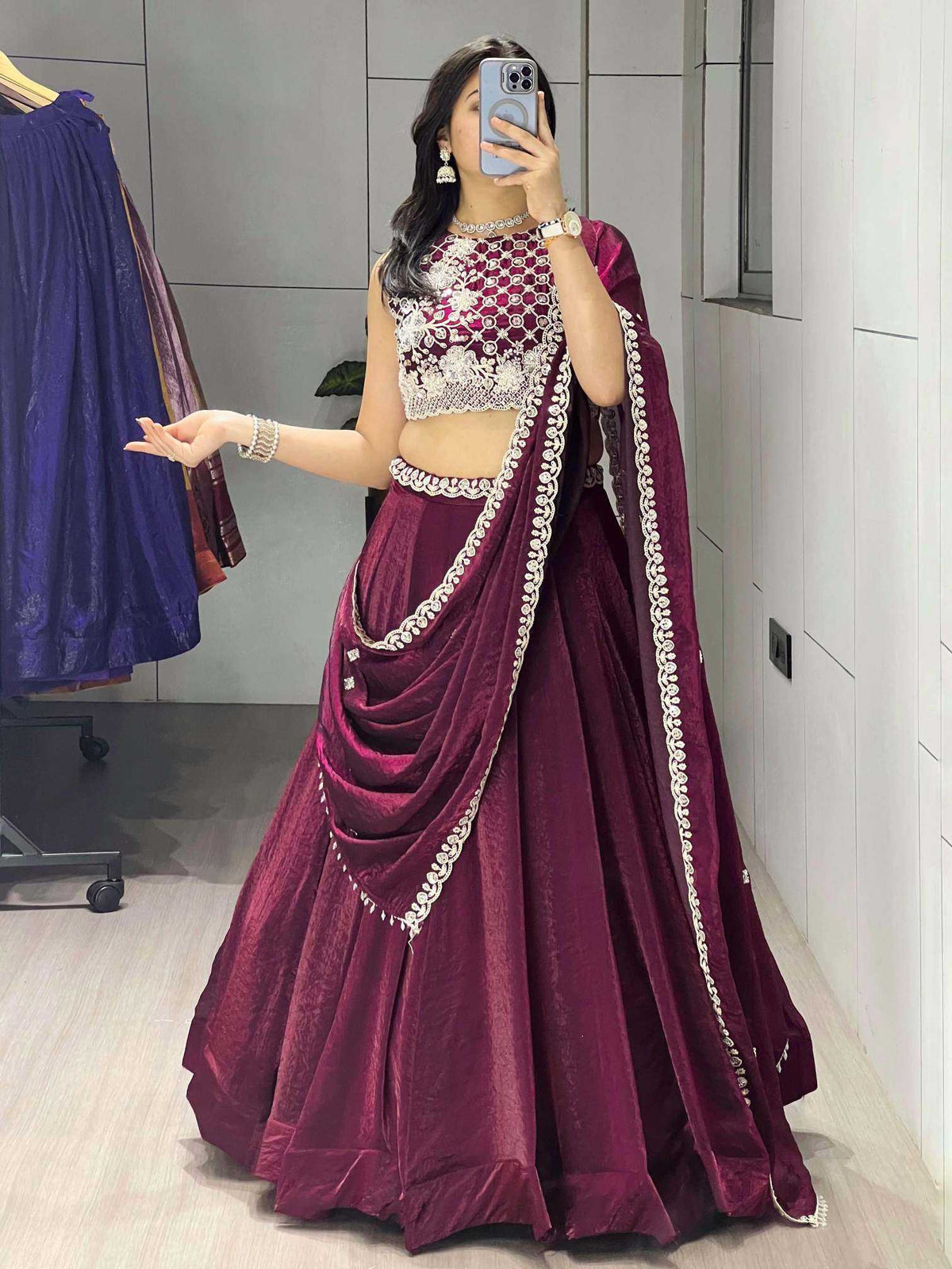 Fancy Designer Lehenga in Lavender