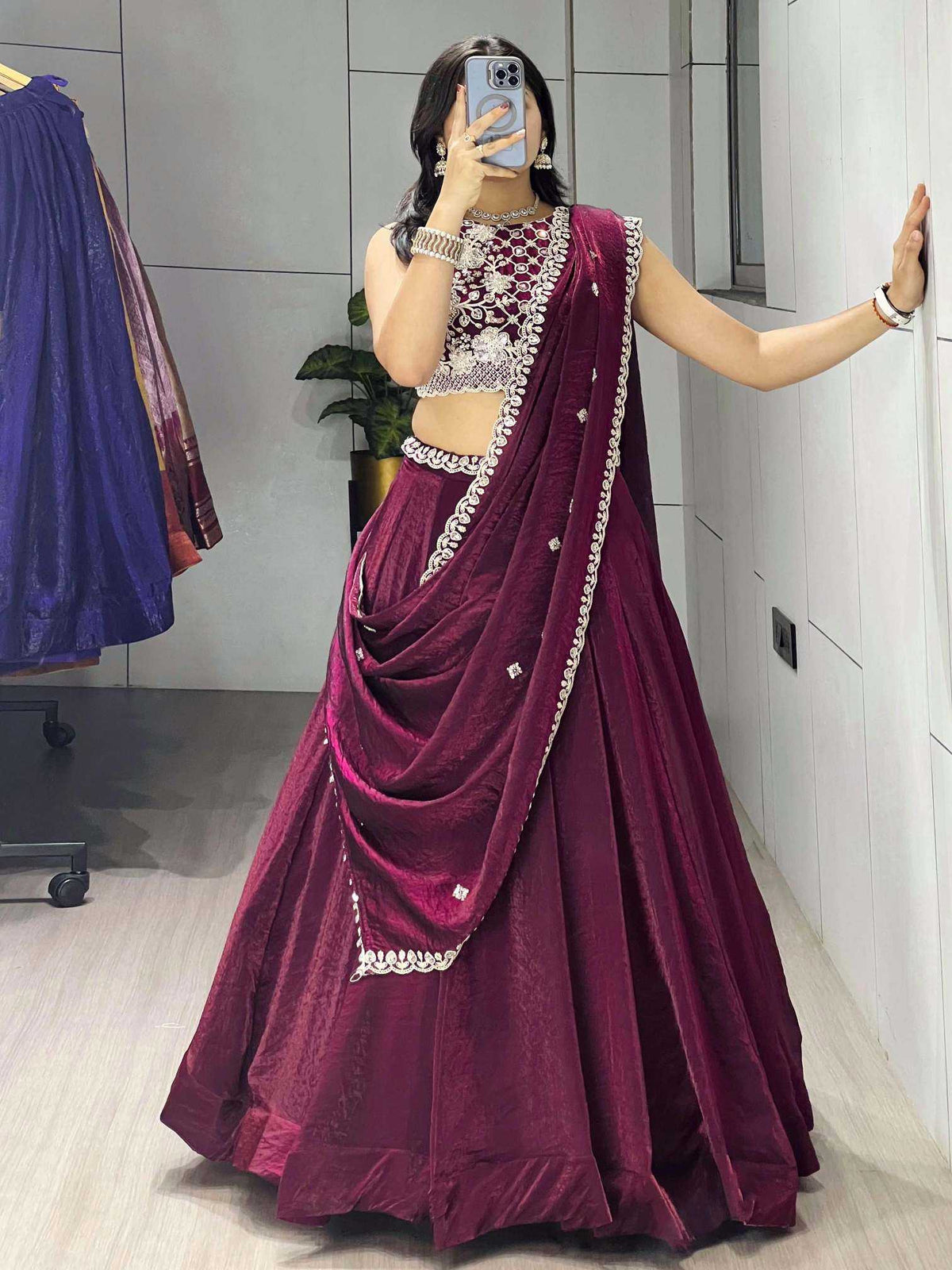 Fancy Designer Lehenga in Lavender