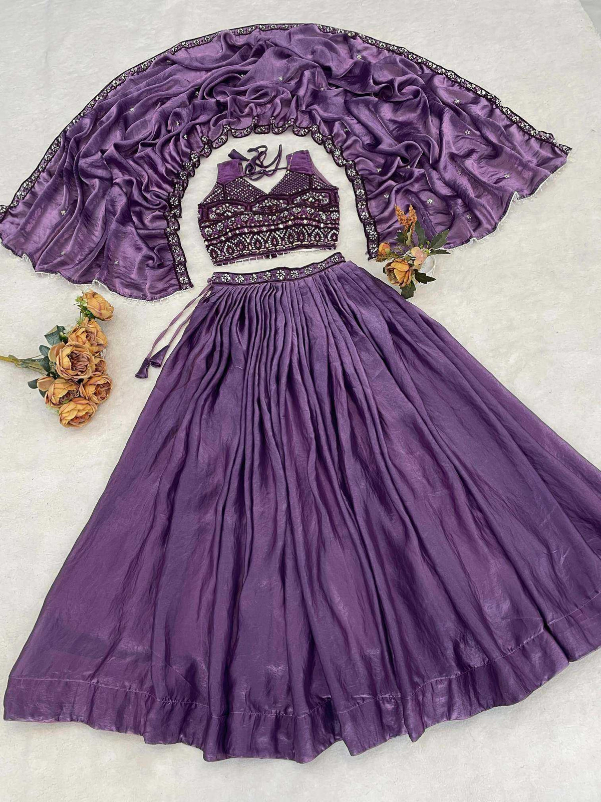 Fancy Lehenga in Dark Wine