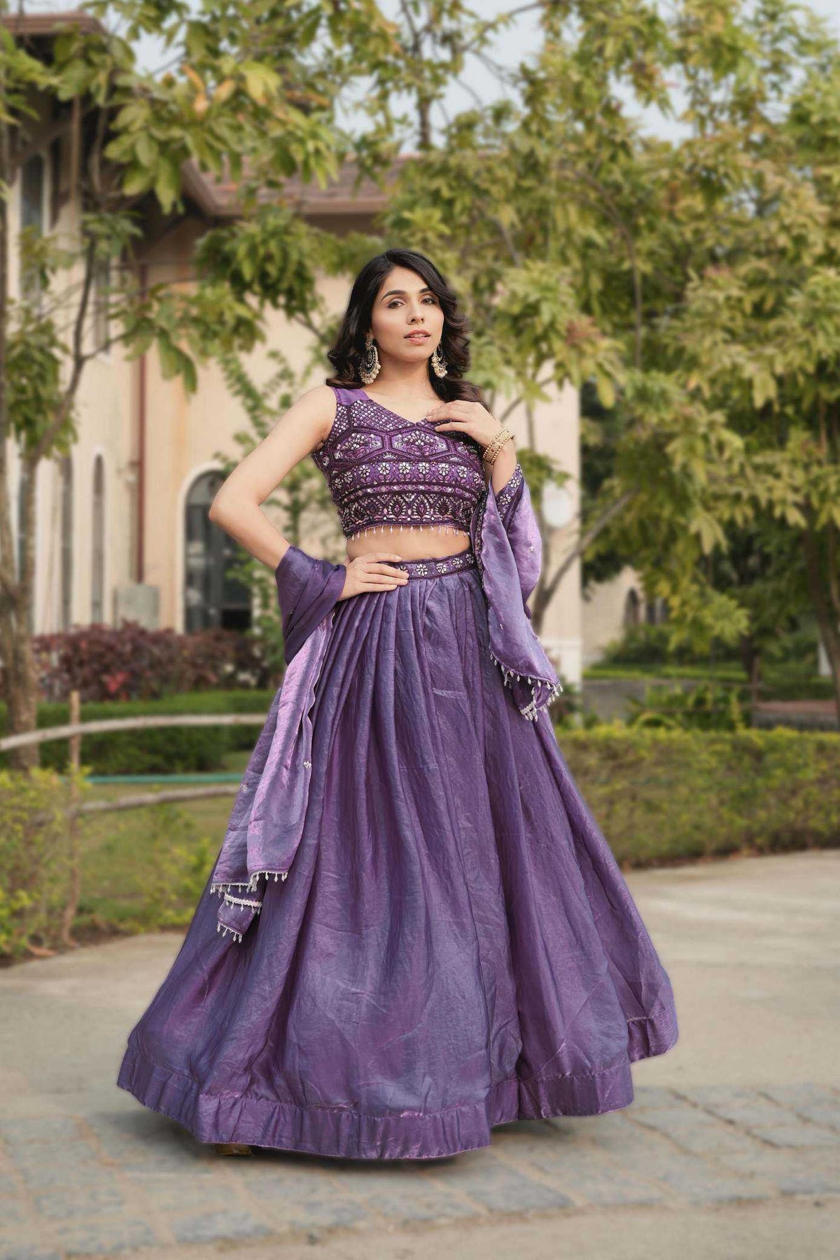 Fancy Lehenga in Dark Wine