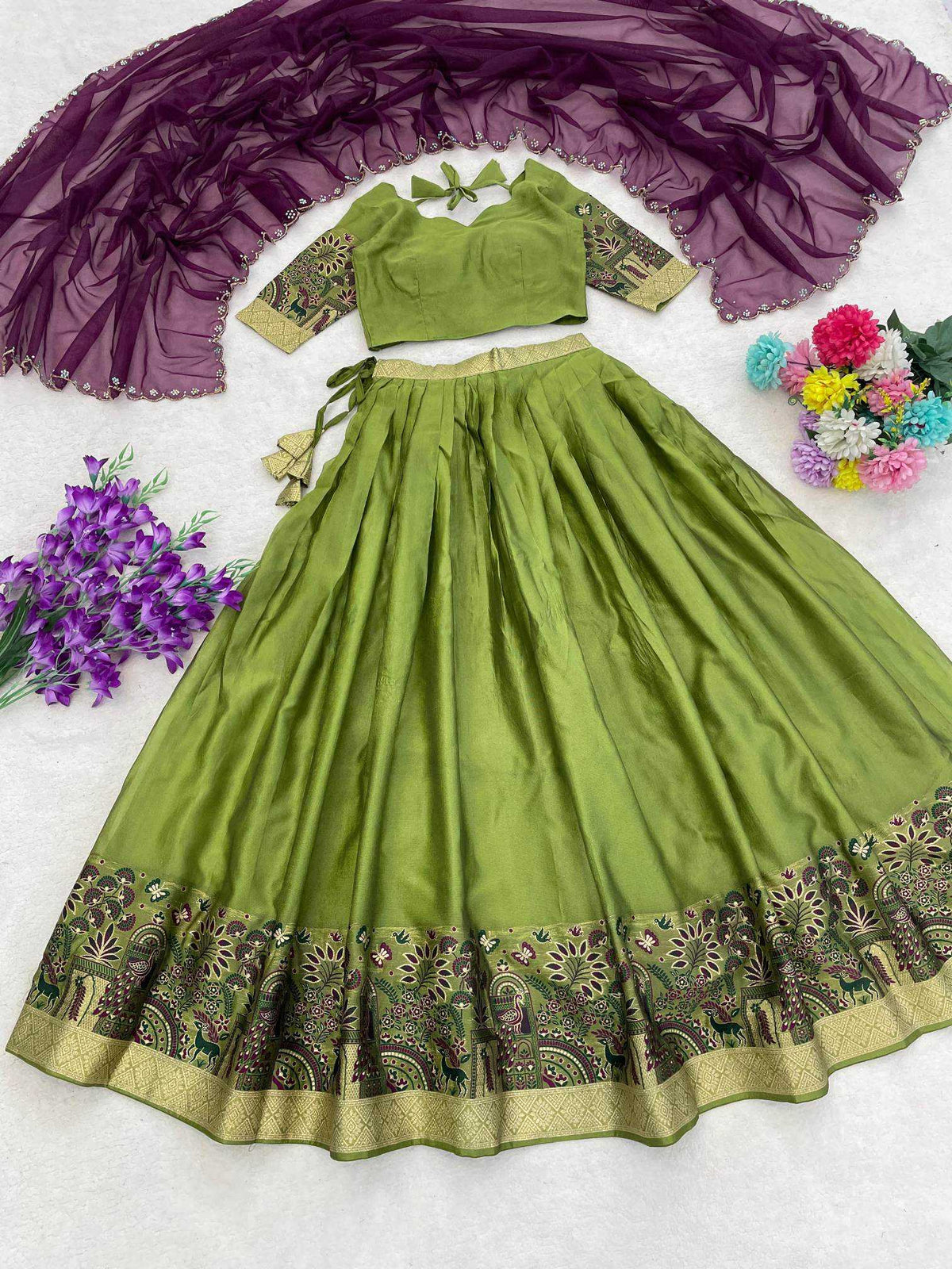 Shimmer Silk Fancy Lehenga in Lavender