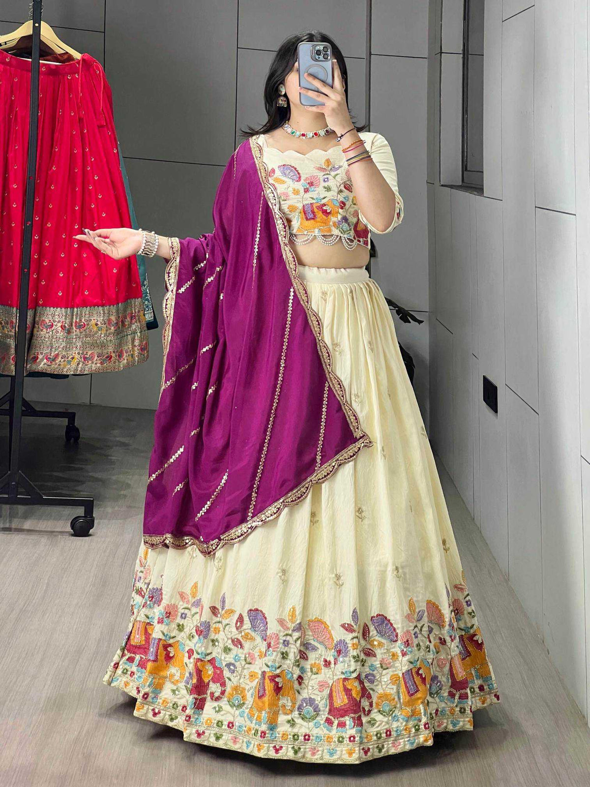 Soft Vichitra Designer Lehenga