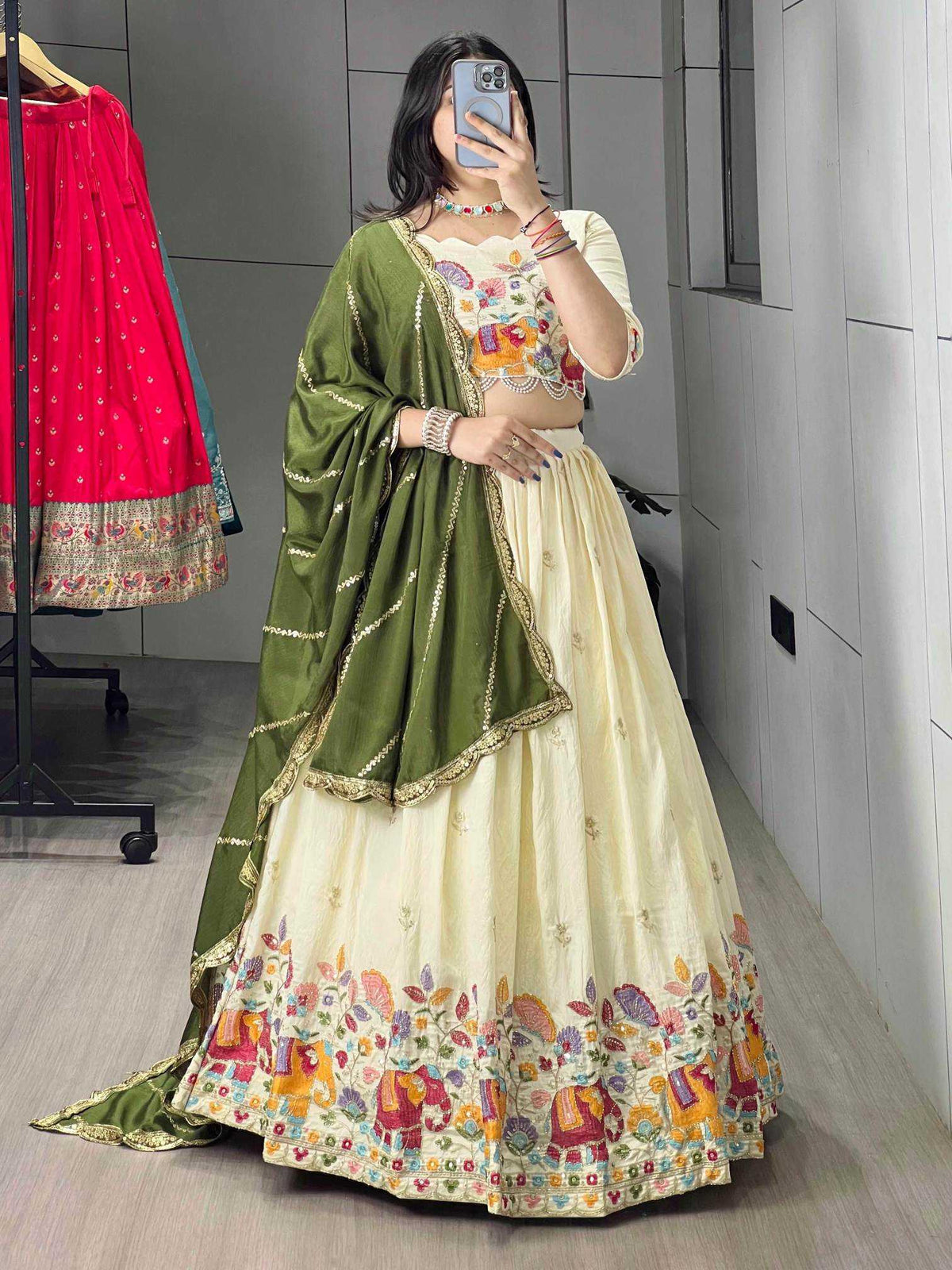 Soft Vichitra Designer Lehenga