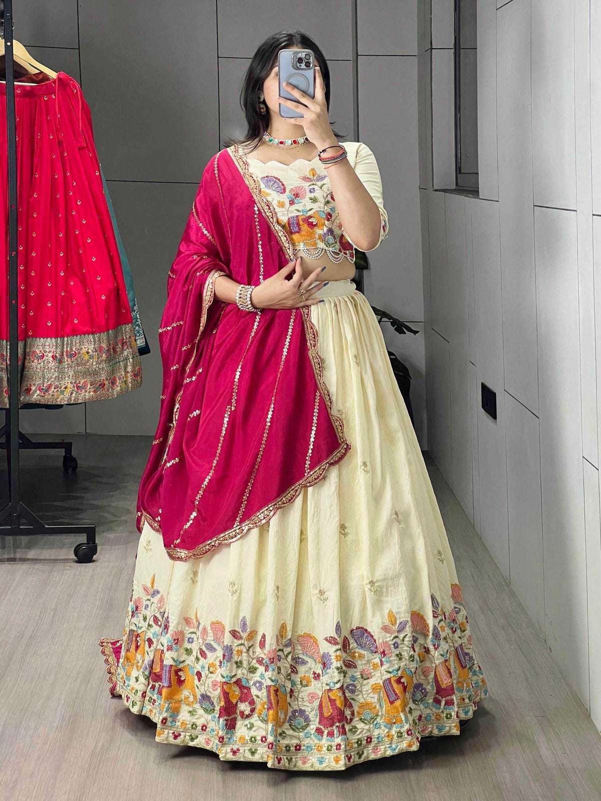 Soft Vichitra Designer Lehenga