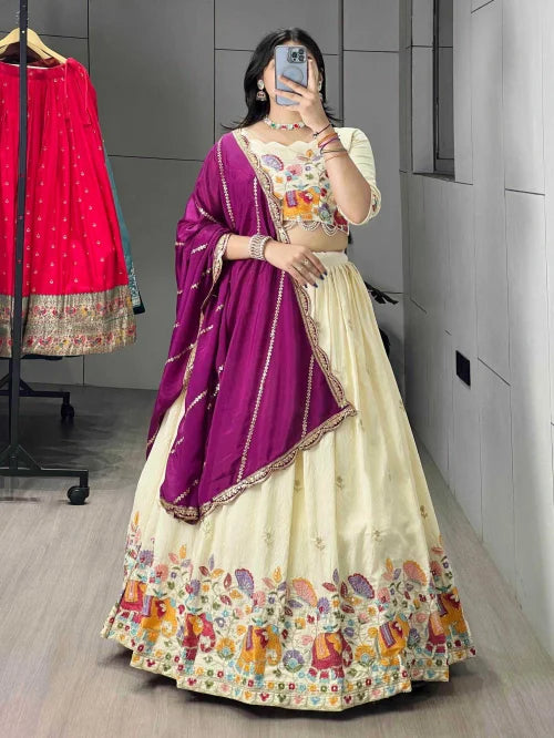 Soft Vichitra Designer Lehenga