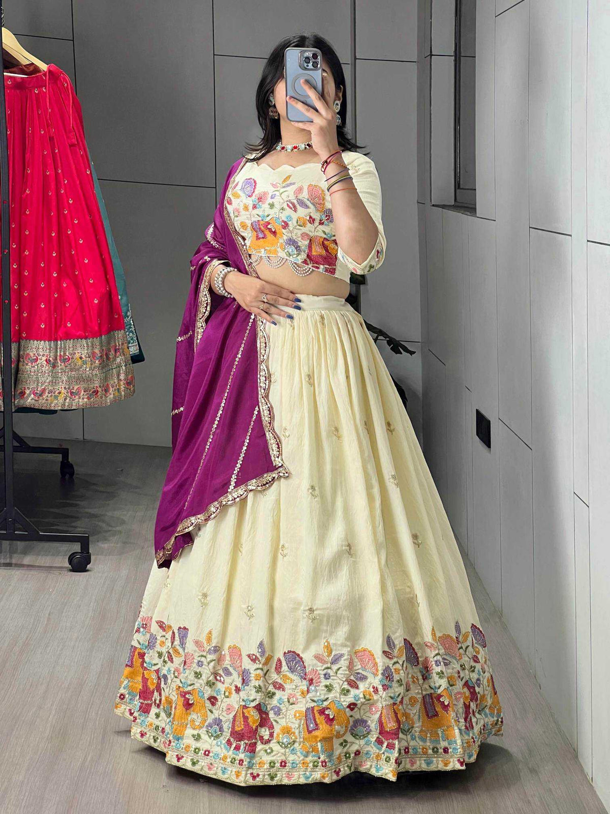 Soft Vichitra Designer Lehenga