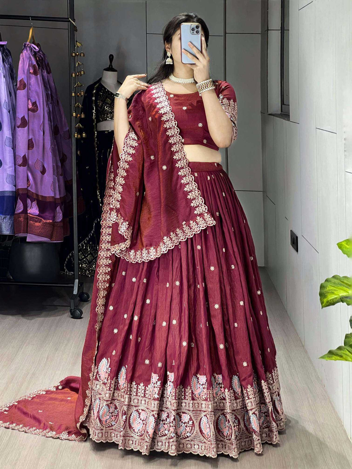 Soft Vichitra Fancy Lehenga