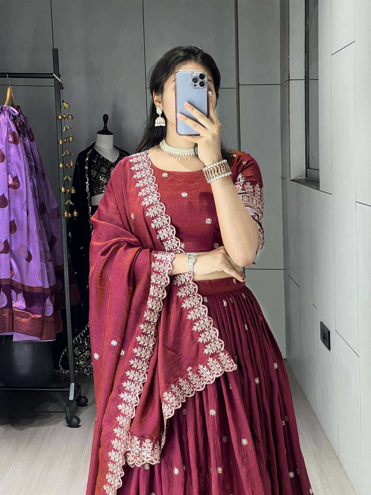 Soft Vichitra Fancy Lehenga