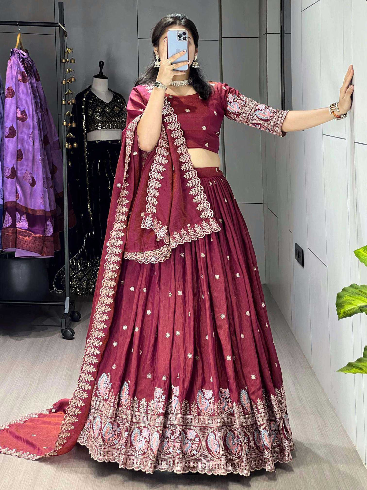 Soft Vichitra Fancy Lehenga
