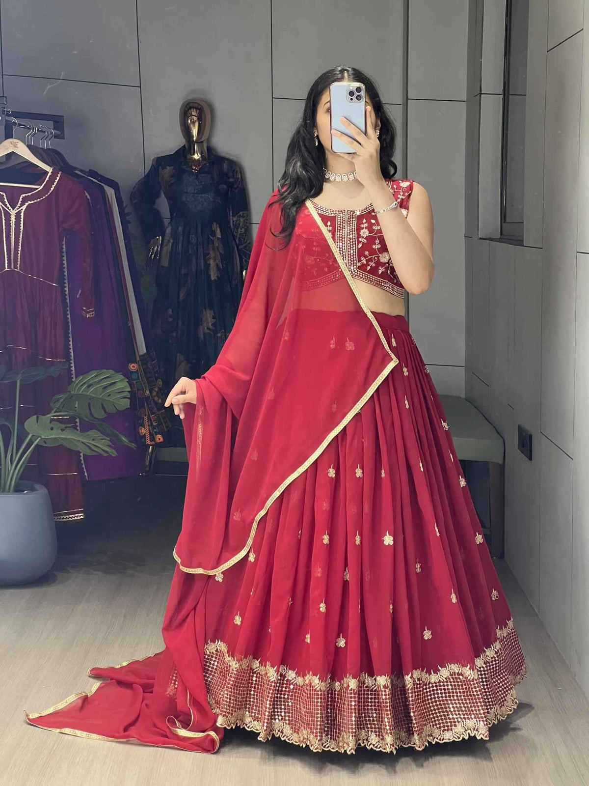 Georgette Embroidered Lehenga