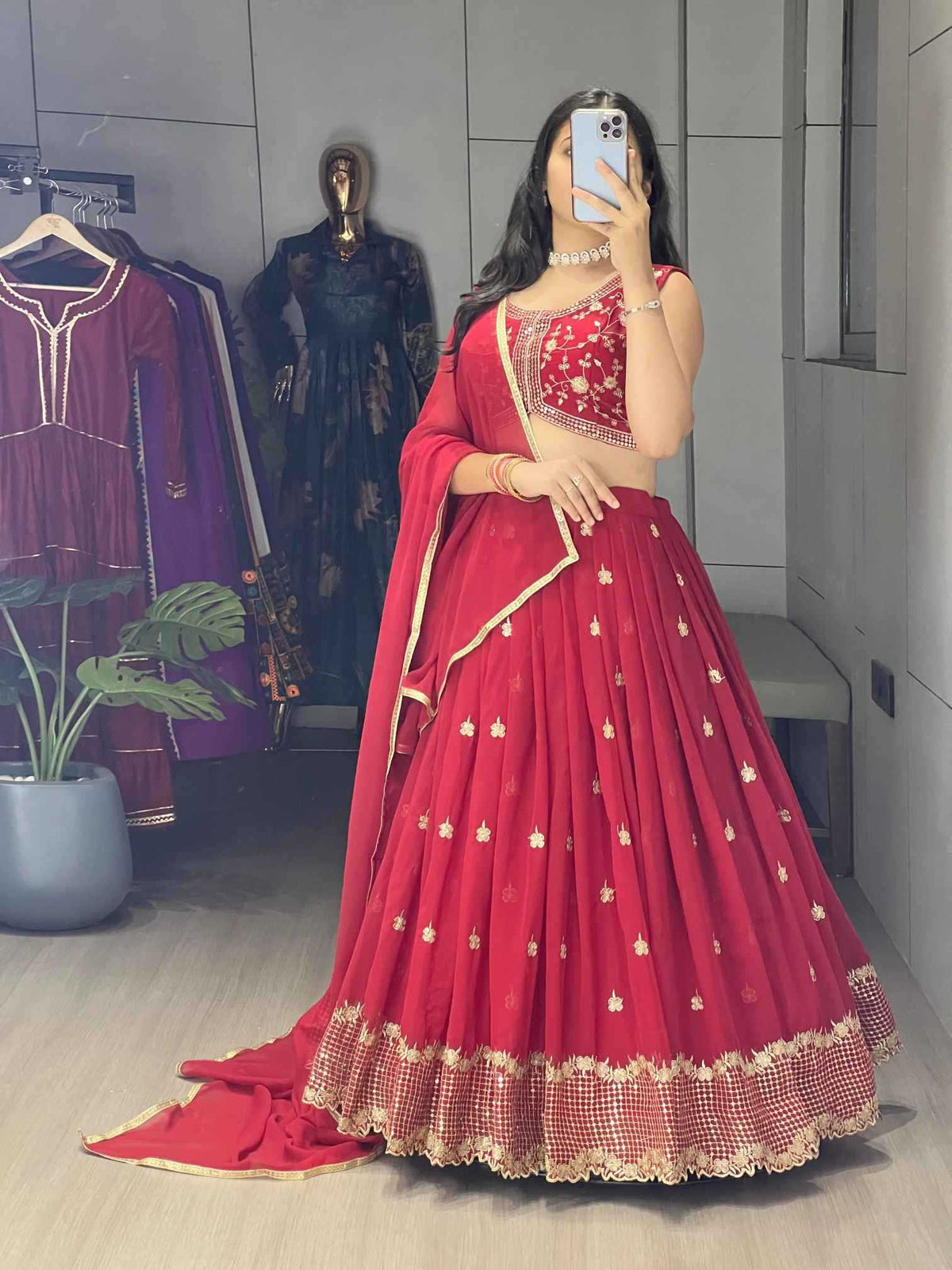 Georgette Embroidered Lehenga