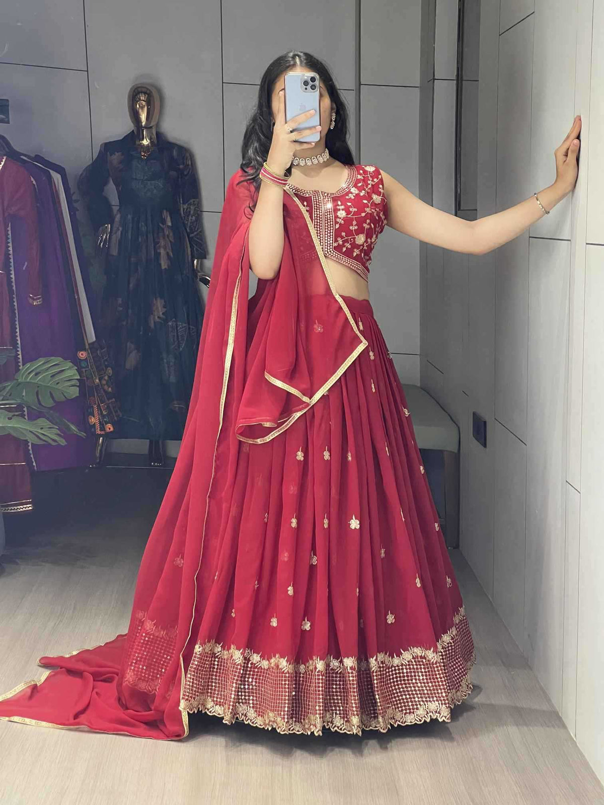 Georgette Embroidered Lehenga