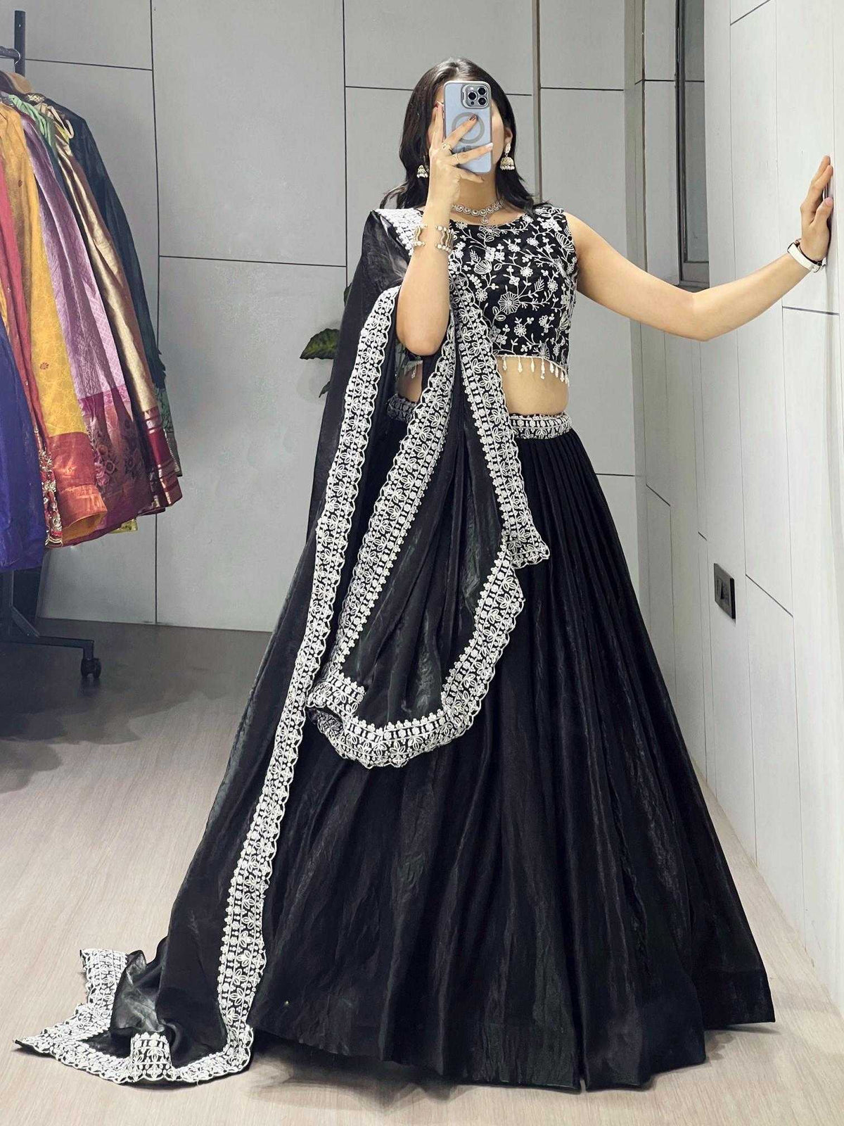 Satin Embroidered Lehenga