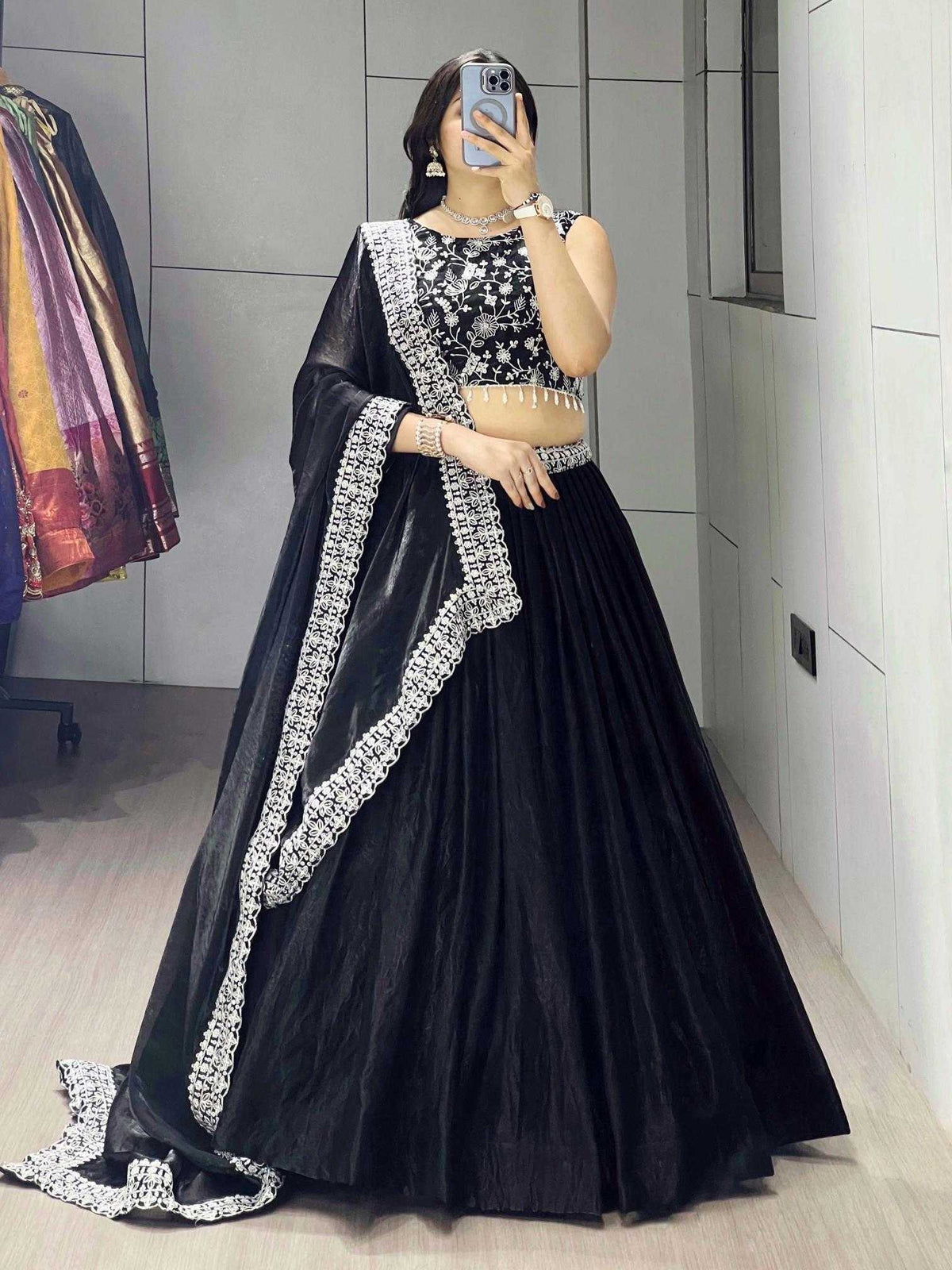 Satin Embroidered Lehenga