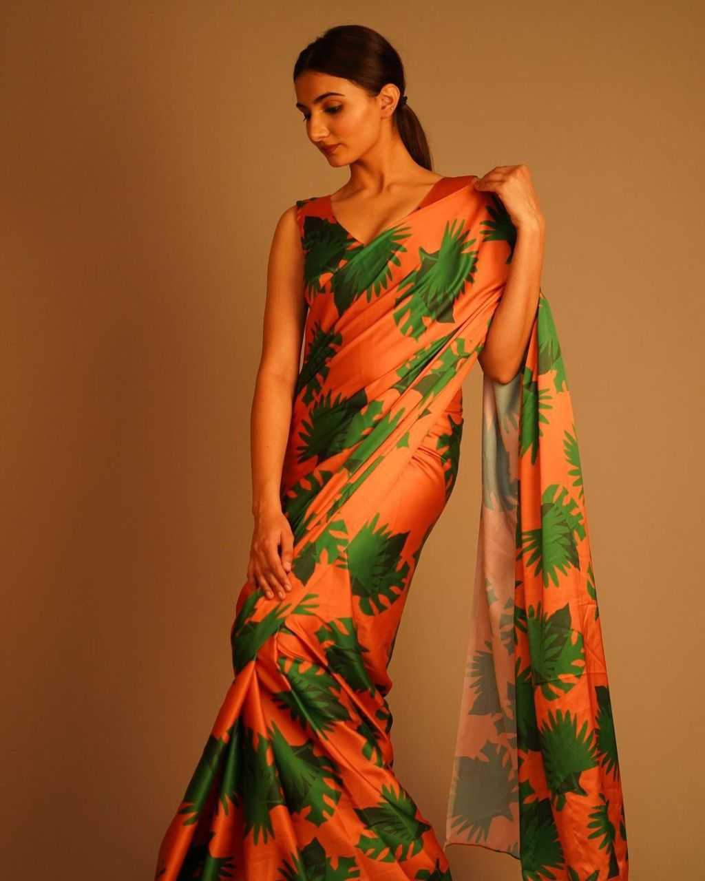 Floral Japan Sartin Designer Saree