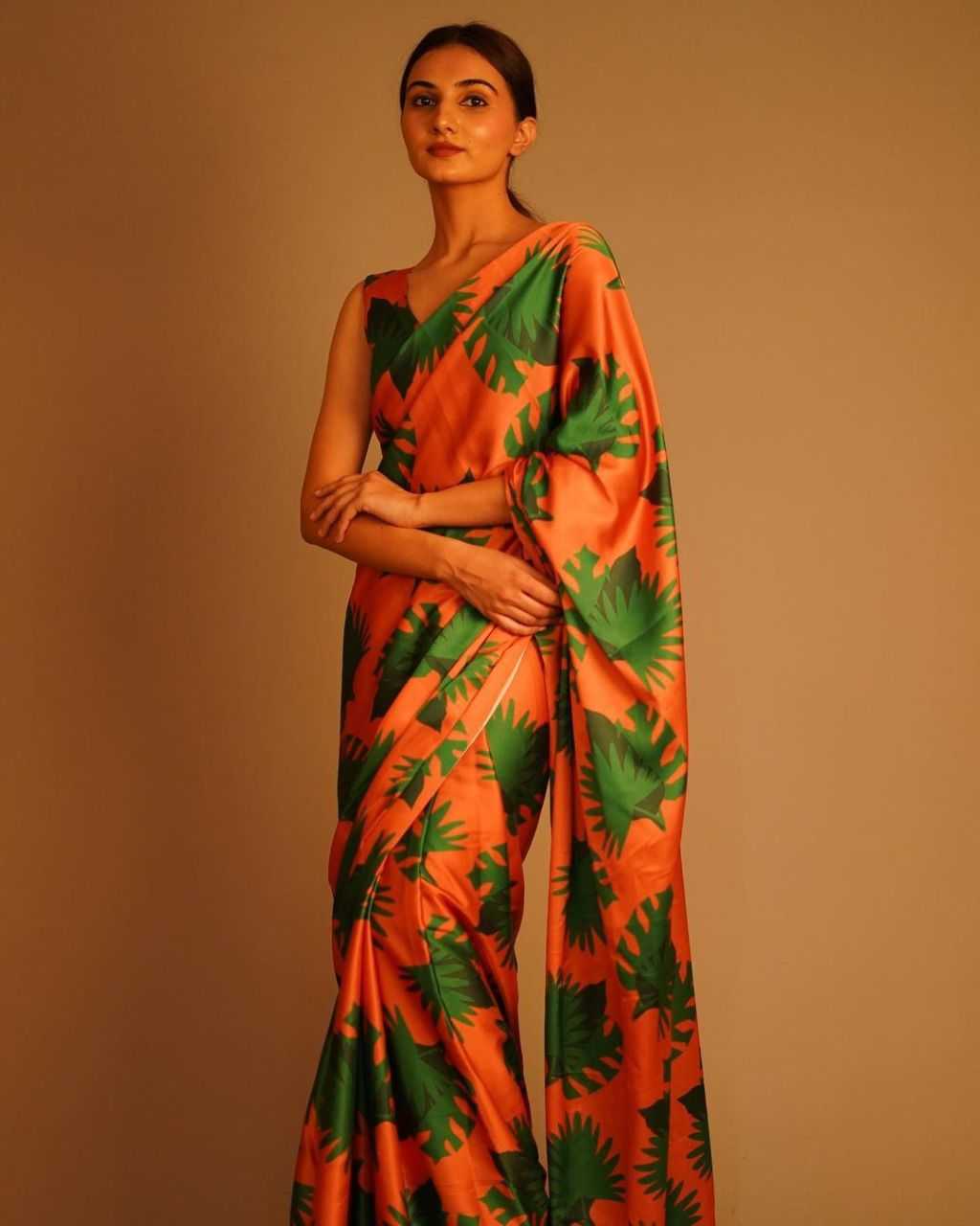 Floral Japan Sartin Designer Saree