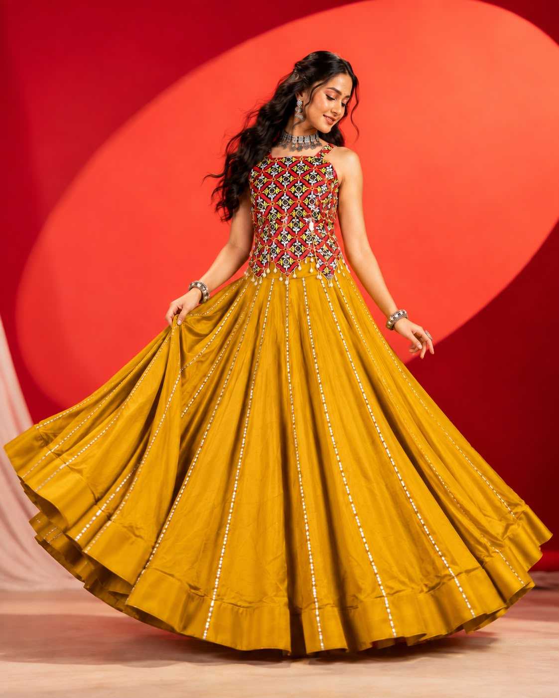 Kesariya Cotton Designer Lehenga