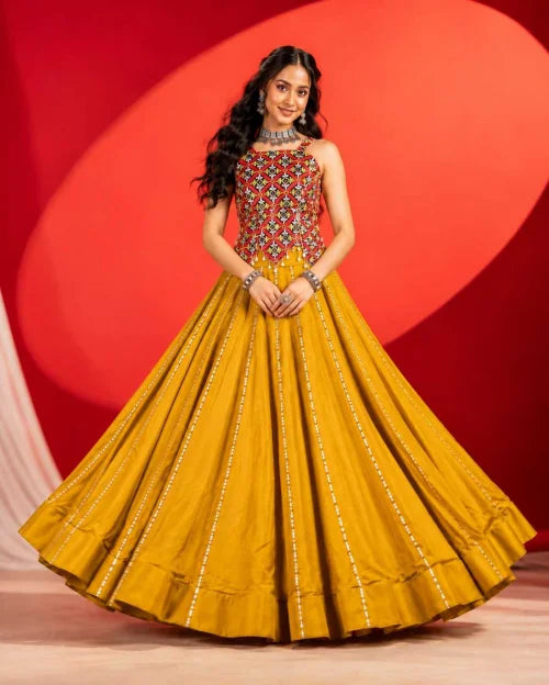 Kesariya Cotton Designer Lehenga