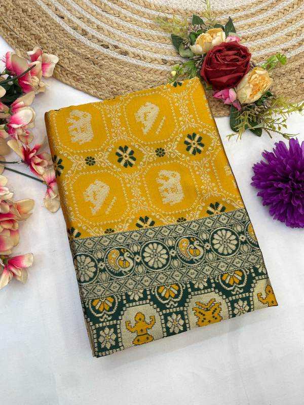 Banarasi Soft Silk Saree in Dark Green