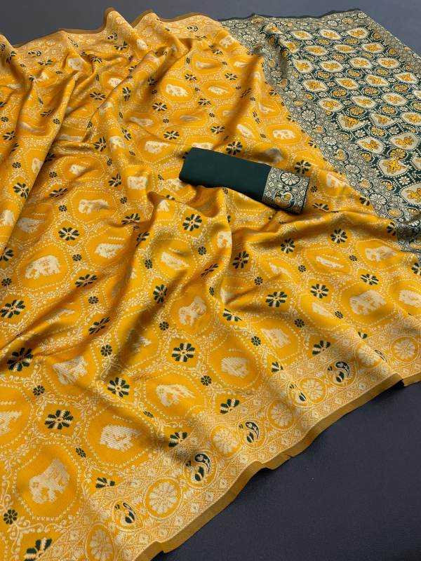 Banarasi Soft Silk Saree in Dark Green