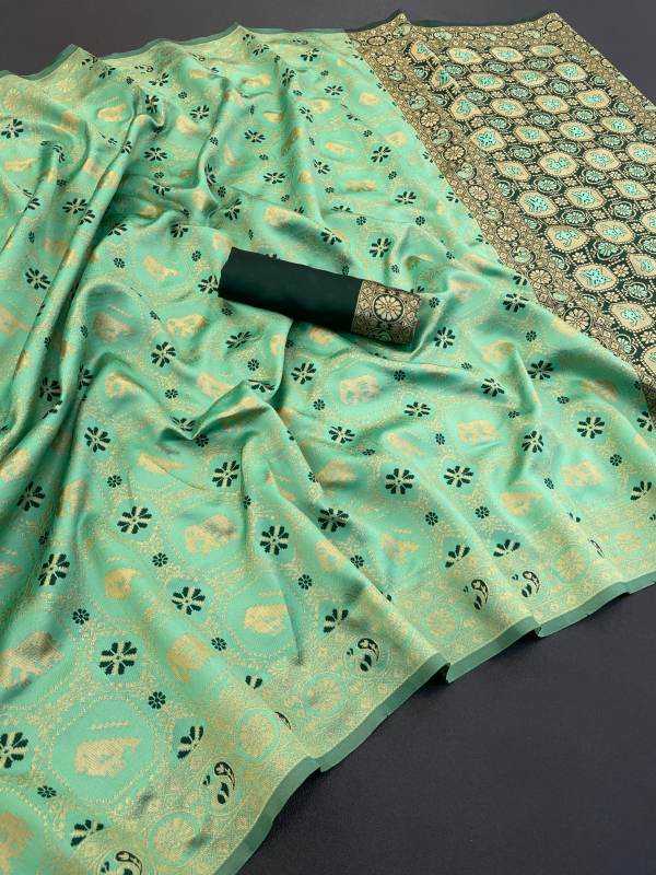 Banarasi Soft Silk Saree in Dark Green