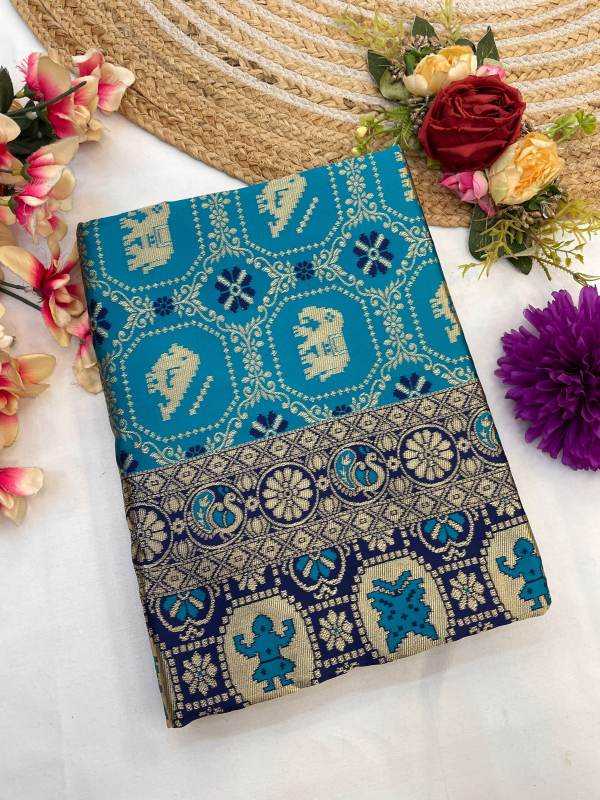 Banarasi Soft Silk Saree in Dark Green