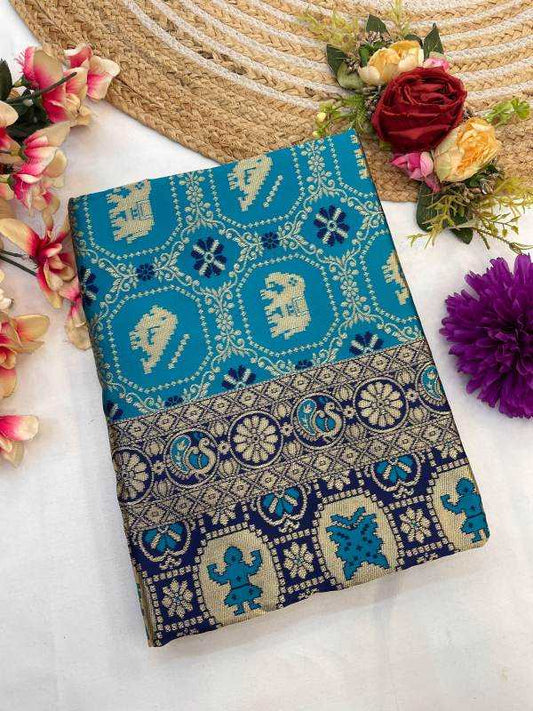 Banarasi Soft Silk Saree in Dark Green