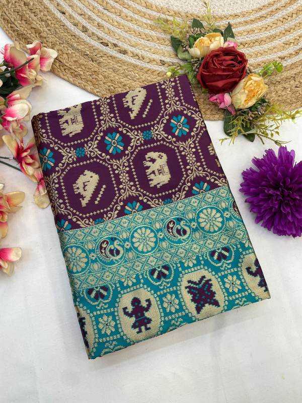 Banarasi Soft Silk Saree in Dark Green
