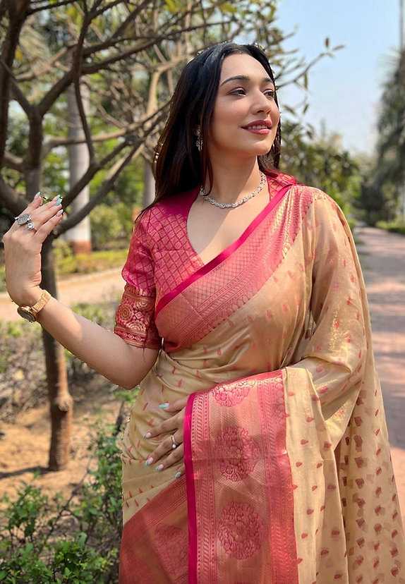 Banarasi Soft Silk Saree in Cream
