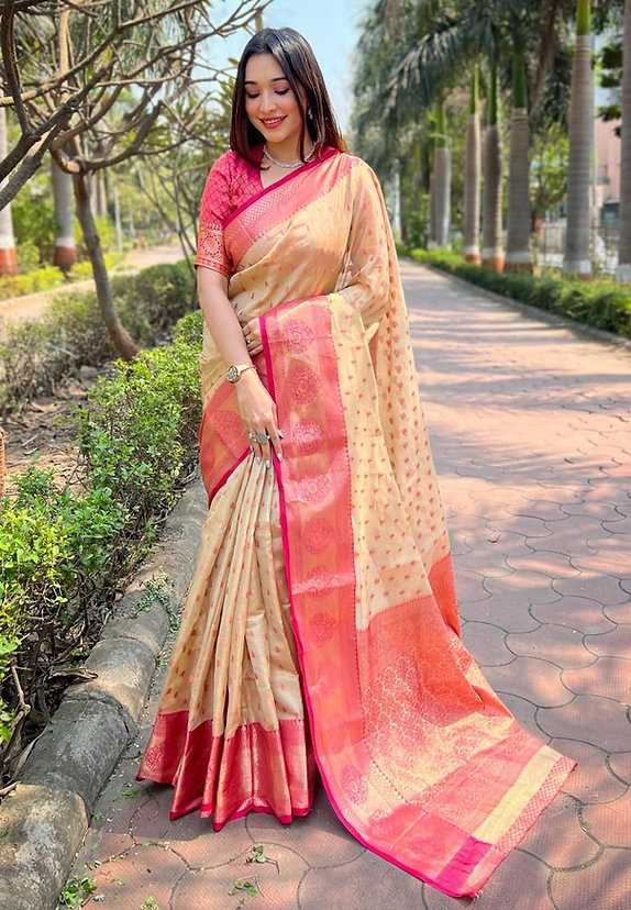 Banarasi Soft Silk Saree in Cream
