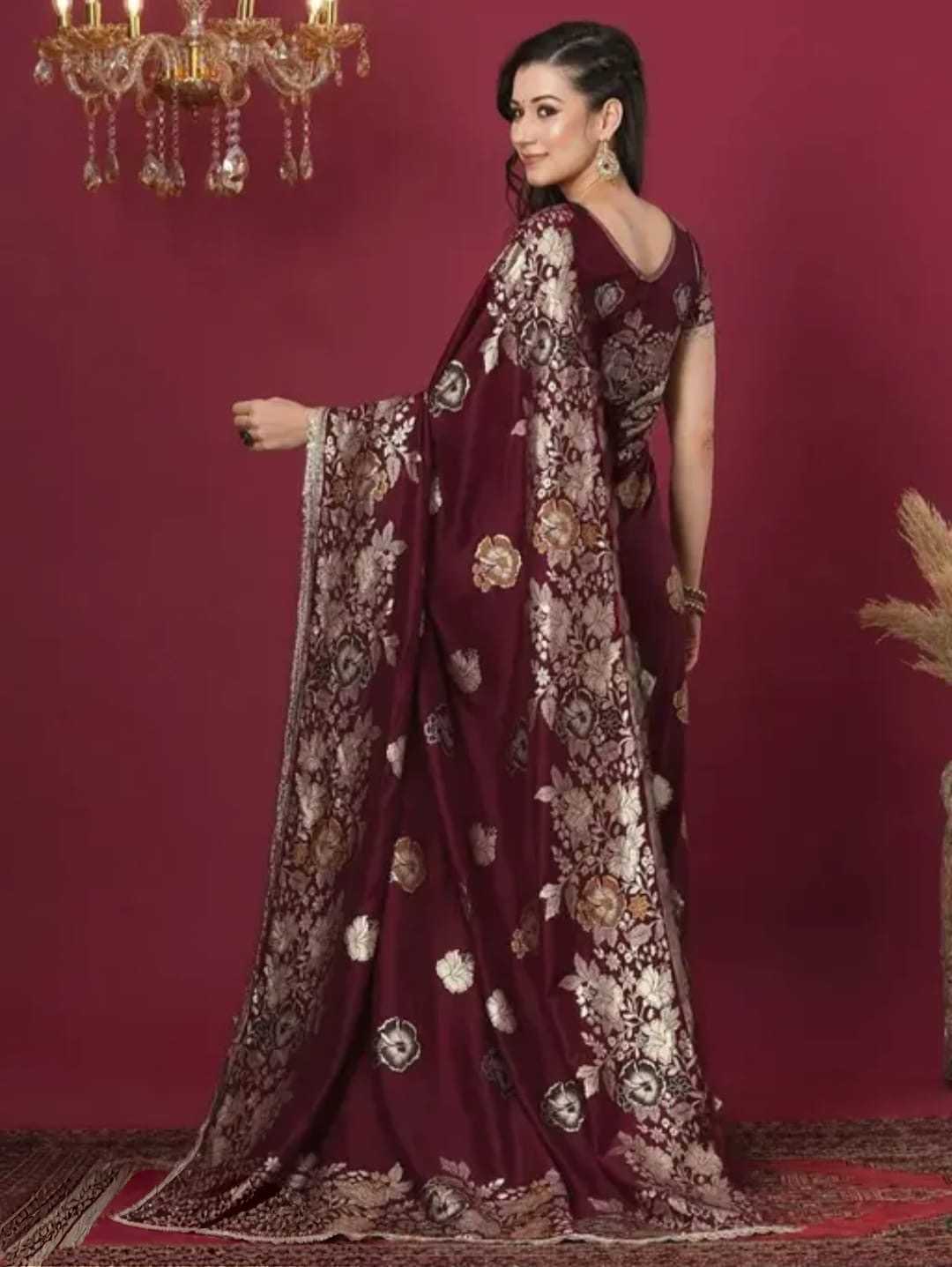 Banarasi Soft Silk Saree in Maroon
