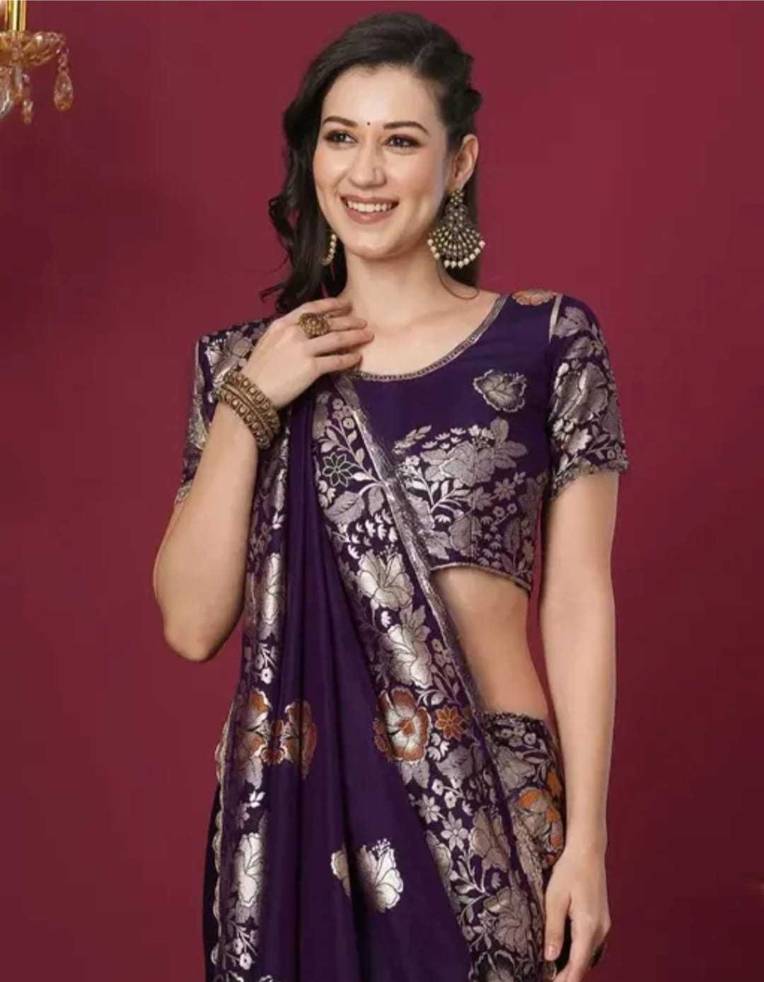 Banarasi Soft Silk Saree in Maroon
