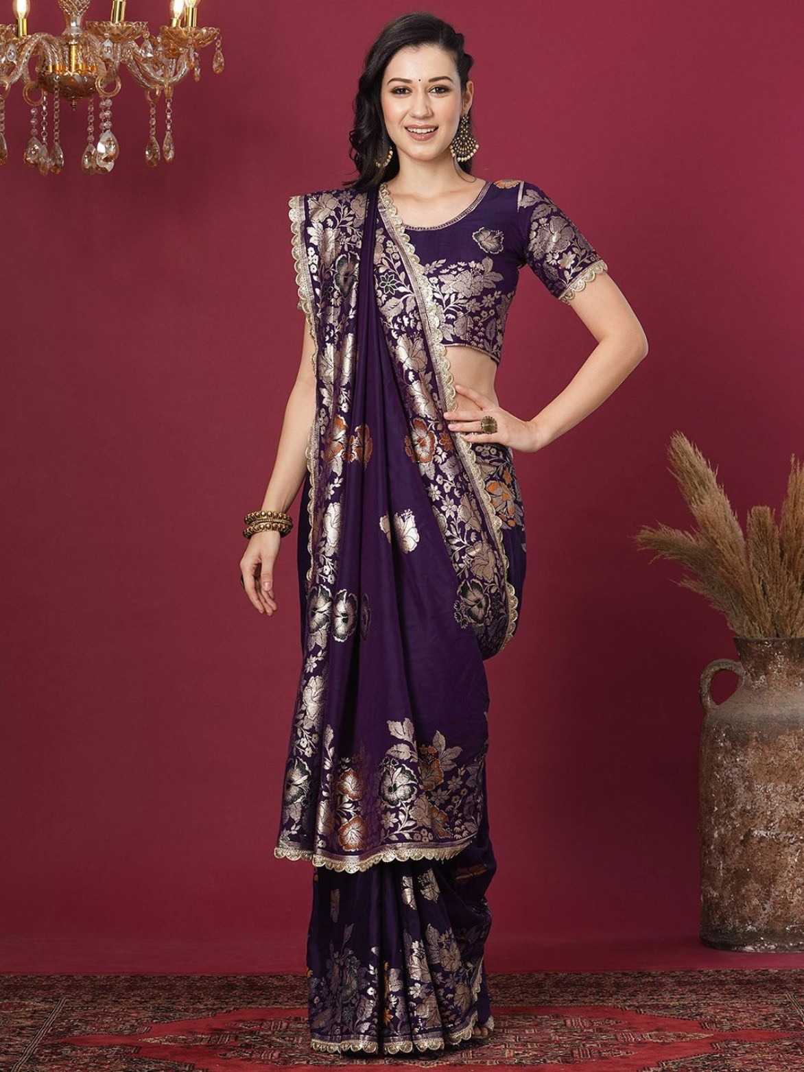 Banarasi Soft Silk Saree in Maroon