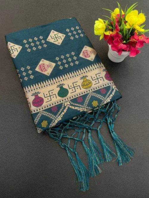 Banarasi Soft Silk Saree in Morpich