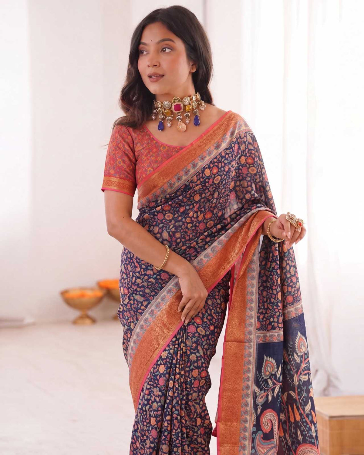 Linen Designer Saree 2139