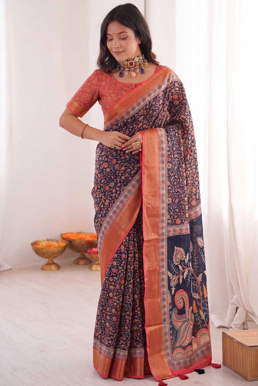 Linen Designer Saree 2139