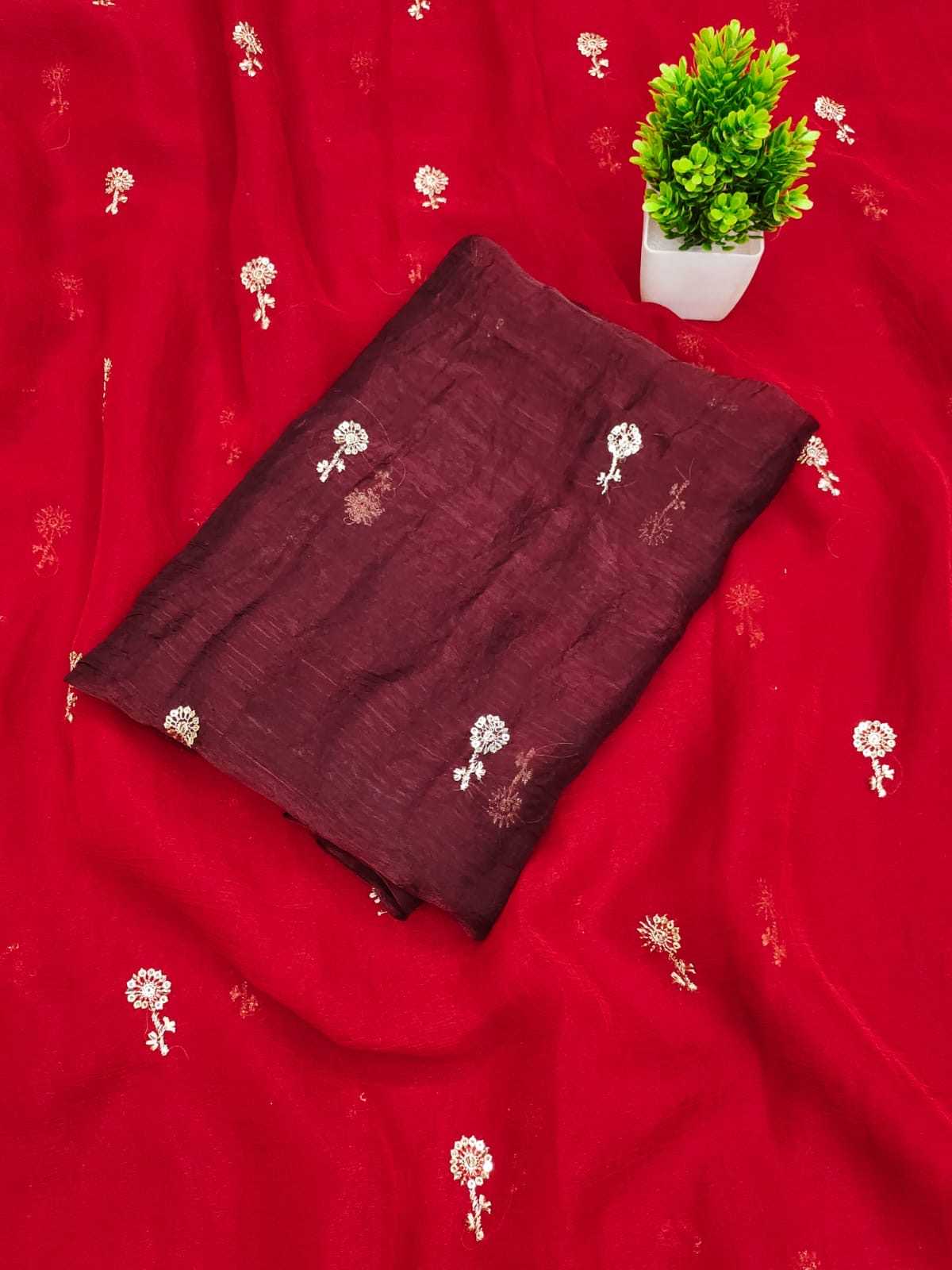 Chiffon Sequence Saree in Cream