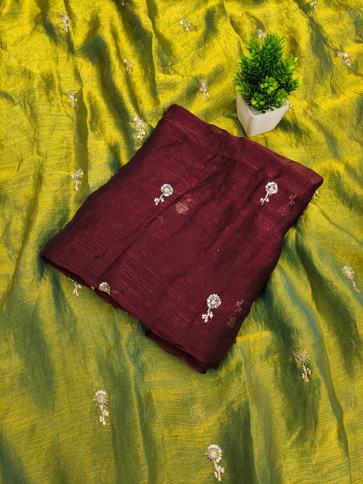 Chiffon Sequence Saree in Cream