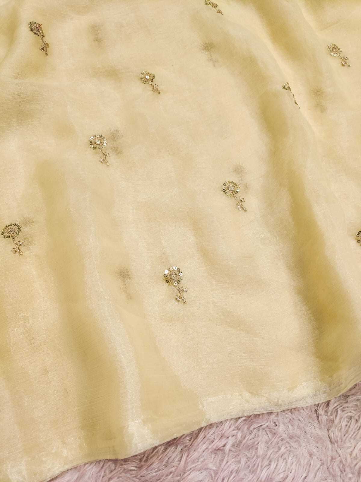 Chiffon Sequence Saree in Cream