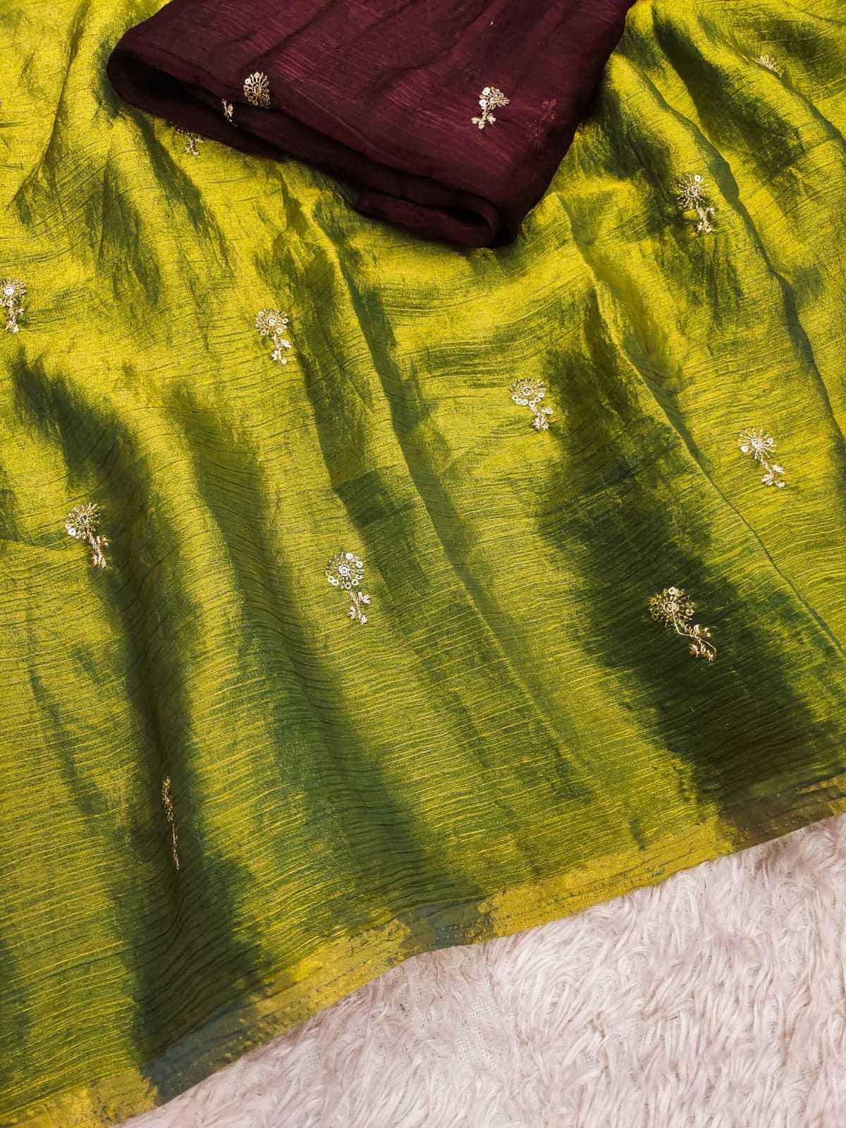 Chiffon Sequence Saree in Cream