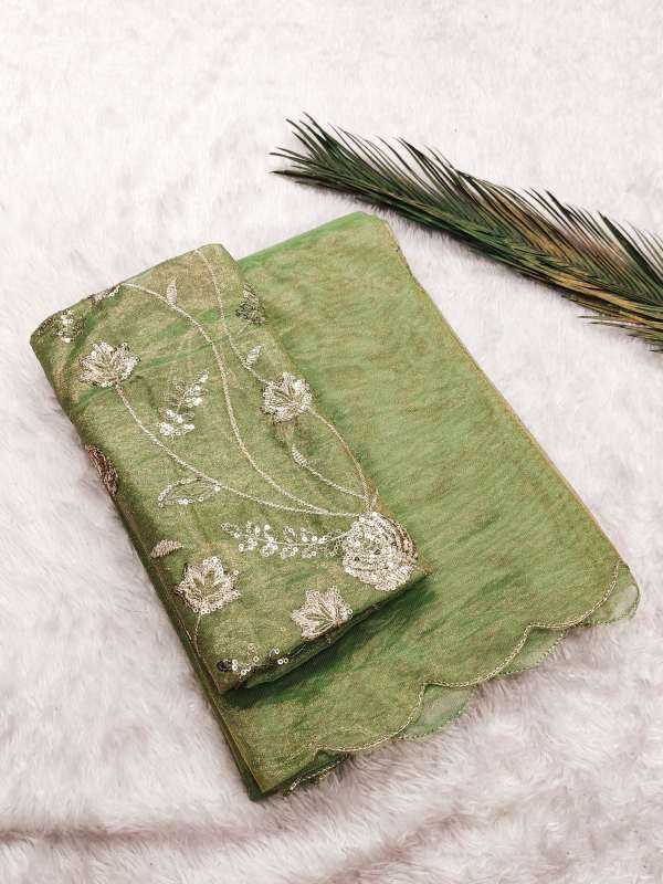 Premium Silk Party Wear Saree in Mehndi