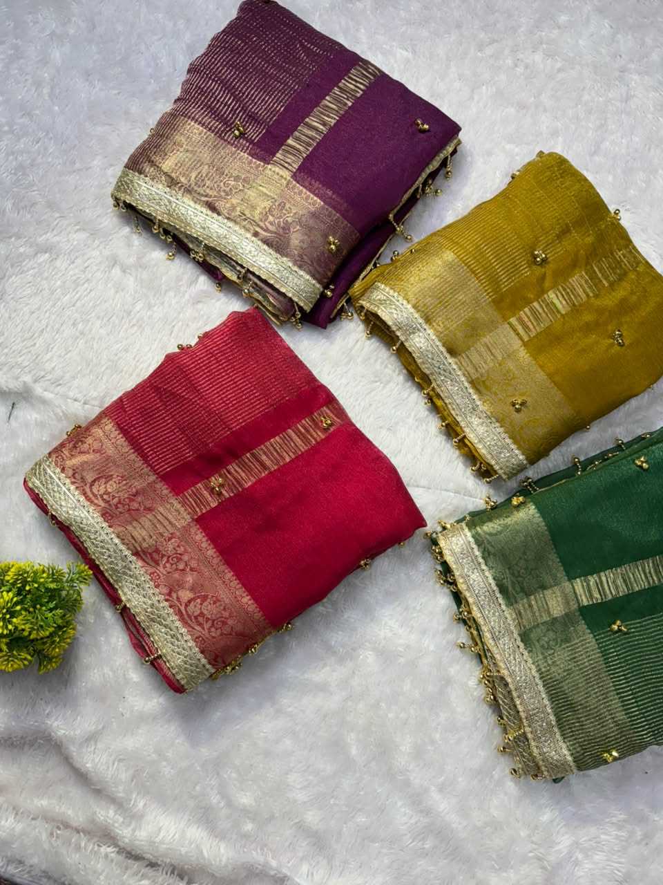 Chiffon Designer Saree in Mustard