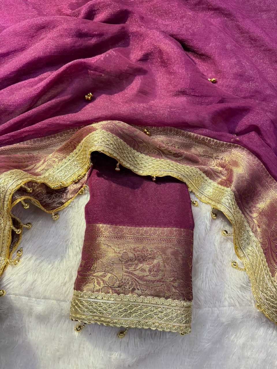 Chiffon Designer Saree in Mustard
