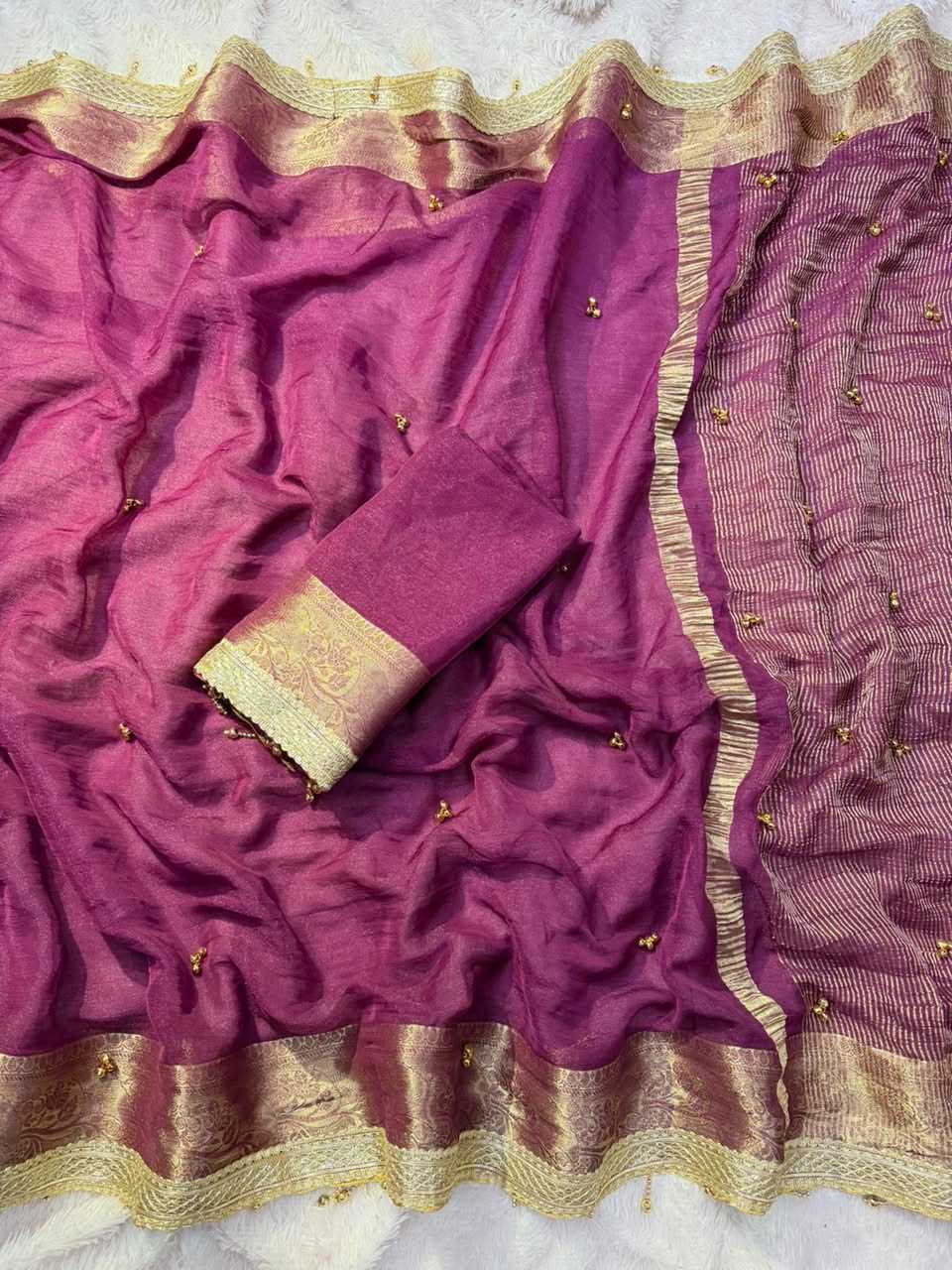 Chiffon Designer Saree in Mustard