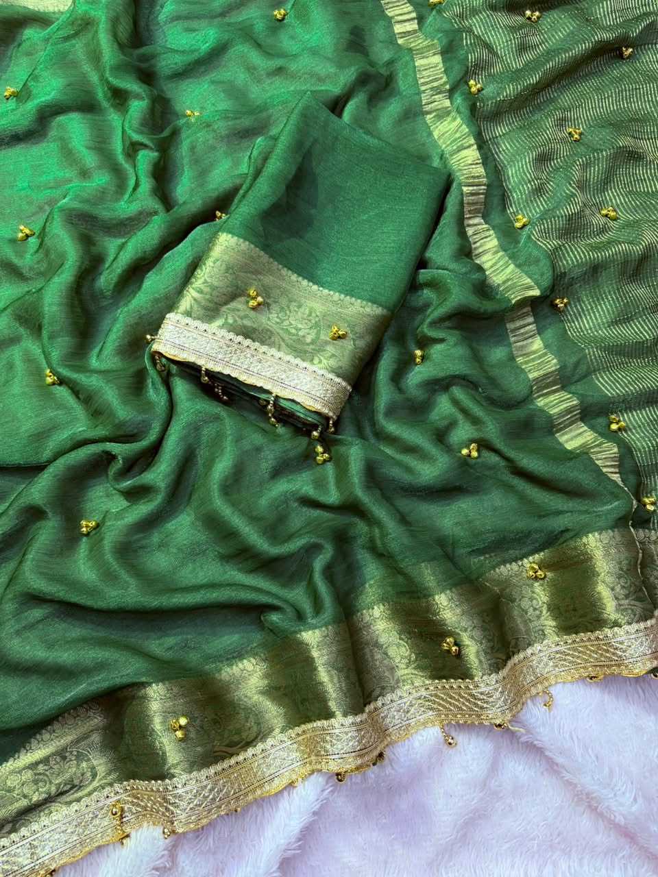 Chiffon Designer Saree in Mustard