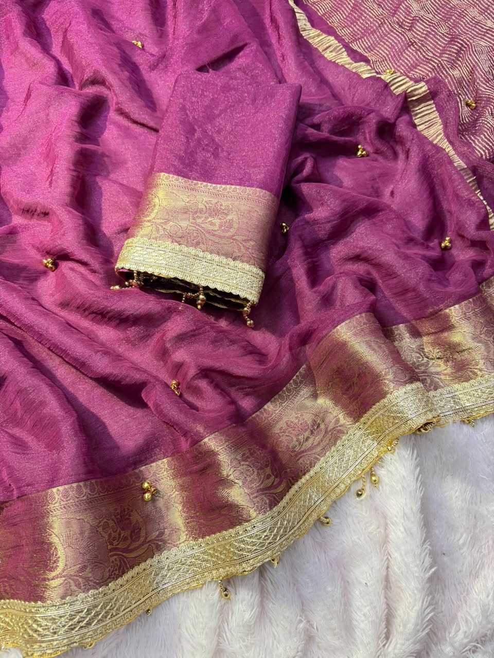 Chiffon Designer Saree in Mustard