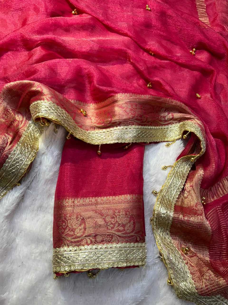 Chiffon Designer Saree in Mustard