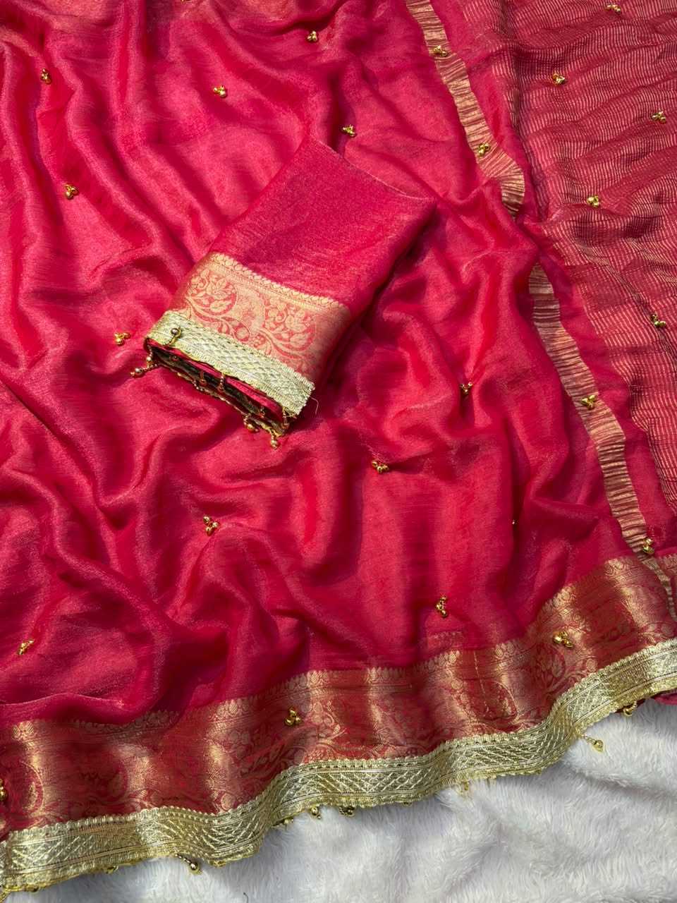 Chiffon Designer Saree in Mustard